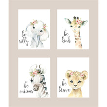 Load image into Gallery viewer, Safari Animals Be Kind with Flowers freeshipping - Beautiful Spaces Store