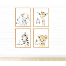 Load image into Gallery viewer, Safari Animals Be Kind with Flowers freeshipping - Beautiful Spaces Store