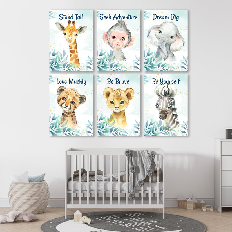 Safari Animals with Touches of Blue