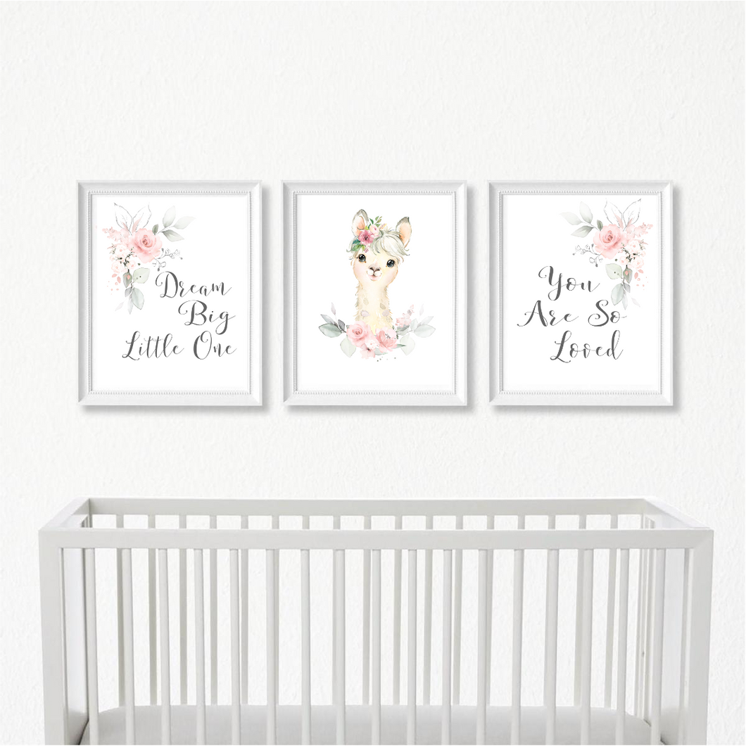 Baby Llama You Are So Loved Nursery Prints