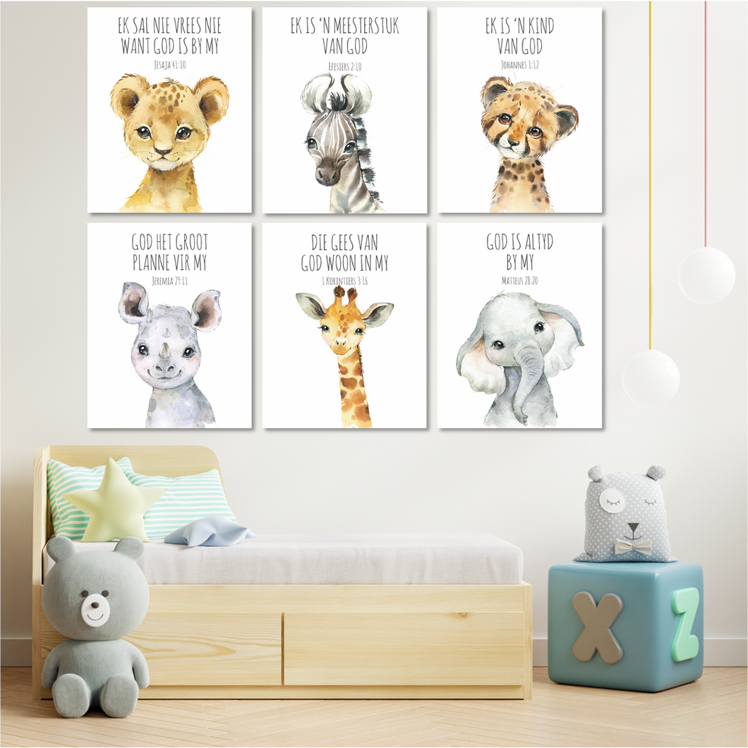 Safari Animals Bible Verse in Afrikaans
