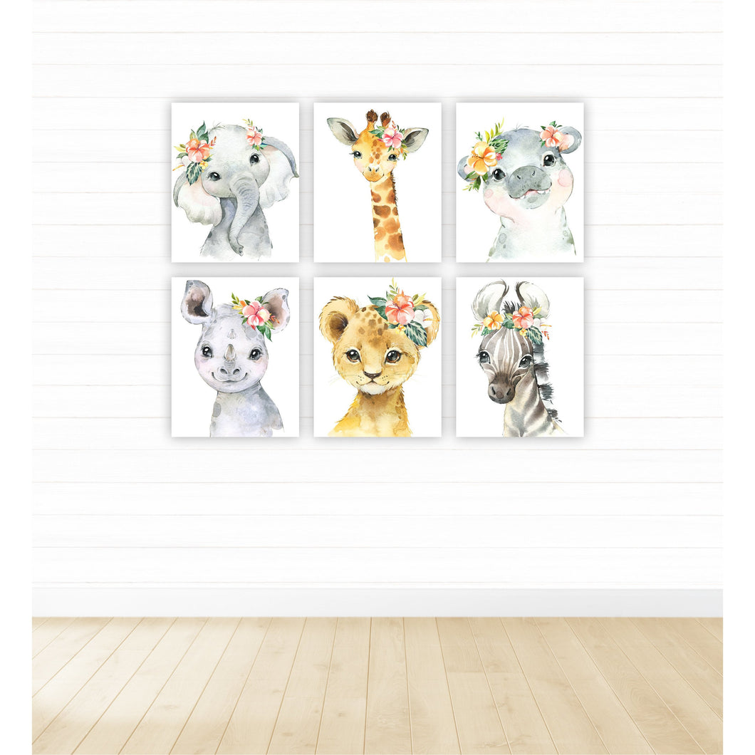 Safari Animals with Flowers