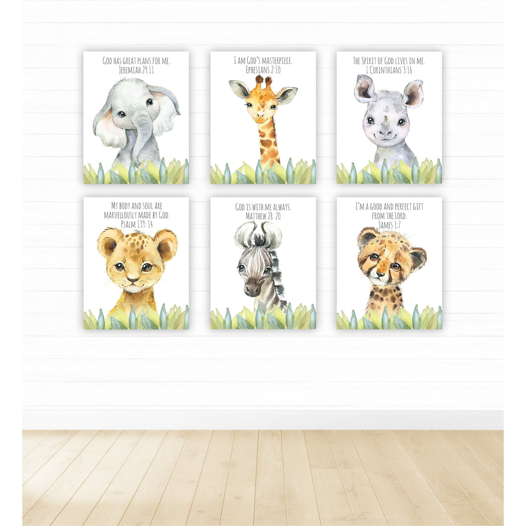 Safari Animals Bible Verse in Grass