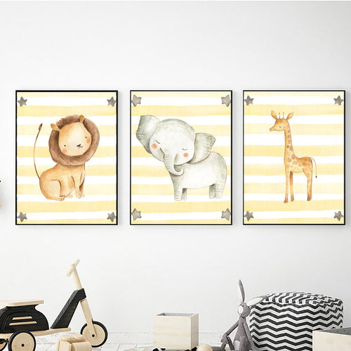 Safari Animals Yellow Stripe freeshipping - Beautiful Spaces Store