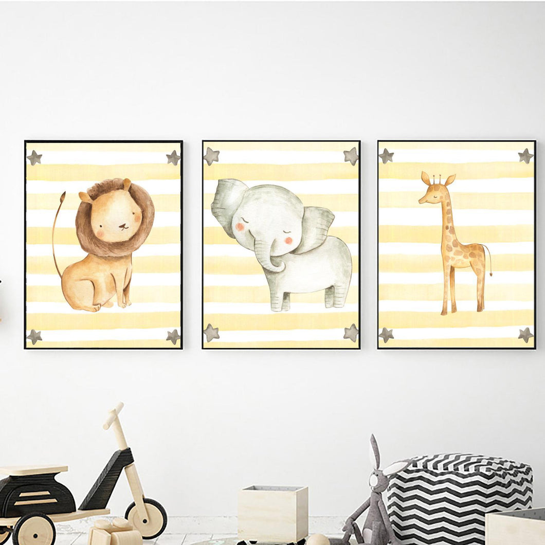 Safari Animals Yellow Stripe freeshipping - Beautiful Spaces Store