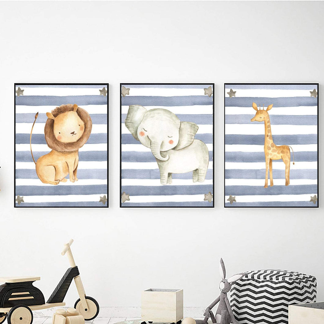 Safari Animals Blue Stripe freeshipping - Beautiful Spaces Store