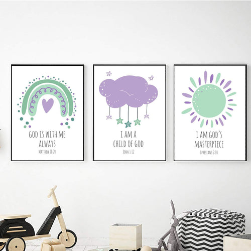 Rainbow Cloud and Sun Bible Verse freeshipping - Beautiful Spaces Store