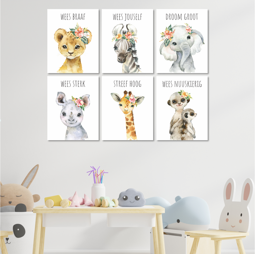 Safari Animals with Quotes in Afrikaans
